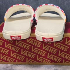 NWB Vans La Costa Slide-On Rainbow Checkerboard Marshmallow Kids Size 6.0