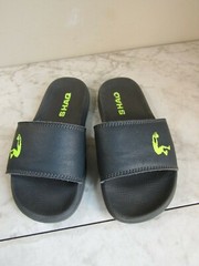 Shaq Gray/Lime Wide Strap Slides Sandal Shoes Children’s Size 12-13