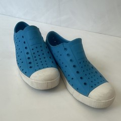 Native Kids US 3 Blue/White Low Top Slip-On Casual Shoes Round Toe