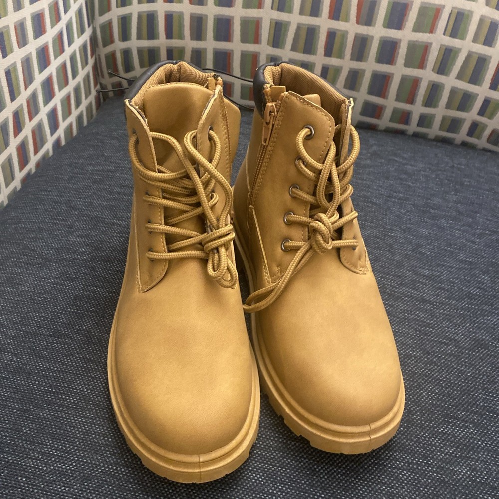Highland Originals Youth Size 3 Classic Tan Kids Work Boots Lace Up & Zipper