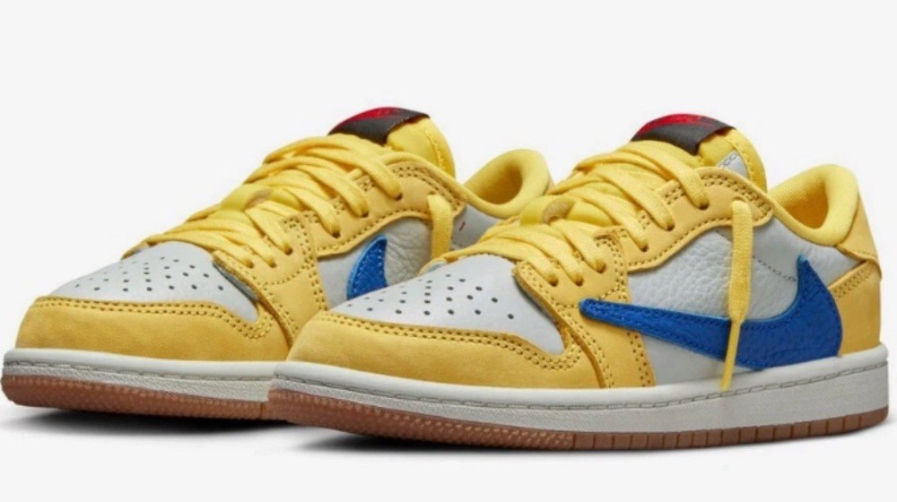 Jordan 1 Retro Low OG SP Travis Scott Canary Sneakers PS Kids – Size 12