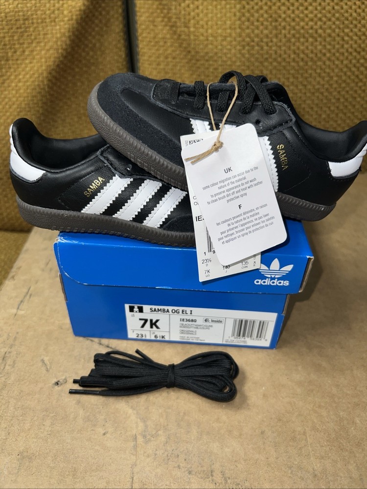 ADIDAS INFANT SAMBA OG EL I_BLACK/WHITE/GUM IE3680-SIZE 7