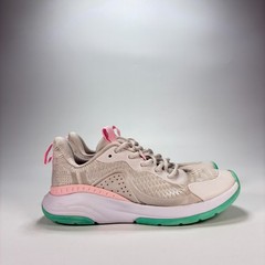 Light Beige Green Low Top Lace Up Chunky Sneakers Lifestyle Shoes Youth Size 4