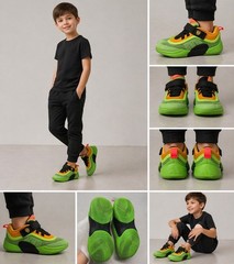 Adidas Kids Green Orange Sneakers Shoes US 2 UK 1.5 EU 33.5