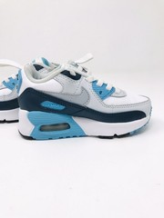 Nike Air Max 90 leather Summit White/Black/Blue 8C Kids Sneakers