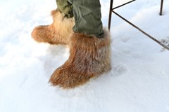 Fox winter boots real red fox fur toddler boots unisex snow boots kids mukluks