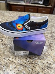 Vans K-Pop Demon Hunter Derpy Classic Slip-Ons Blue And Black kids Size 10.5