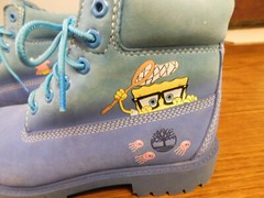 Timberland Premium x Spongebob Patrick Jelly Fish Blue Boots Kids Sz 3 Wm 5 CUTE