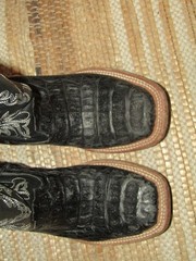 Anderson Bean 7043 Western Boots Black Caiman Print Youth Size 1