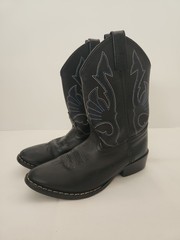 Youth Size 1 Masterson Boot Co Black W Blue Gray Stitching Western Boots