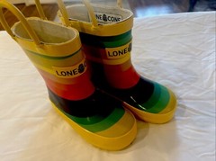 LONE CONE Rainbow Stripe Rain Boots Toddler Kids Size 5 /Girls-Boys EUC