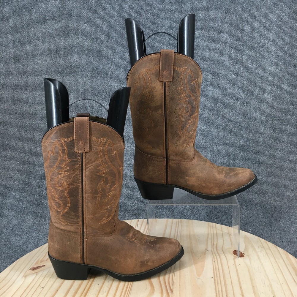 Cody James Boots Youth 4.5 Western Cowboy Pull On Mid-Calf Block Leather Brown