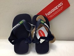 New Havaianas flip flops Sandals Beach Unisex Size 6C Navy Blue Yellow (C23-1)