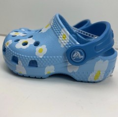 CROCS Kids Classic Littles Daisy Clogs Size C2/3 Blue Floral Slip On Sandals NEW