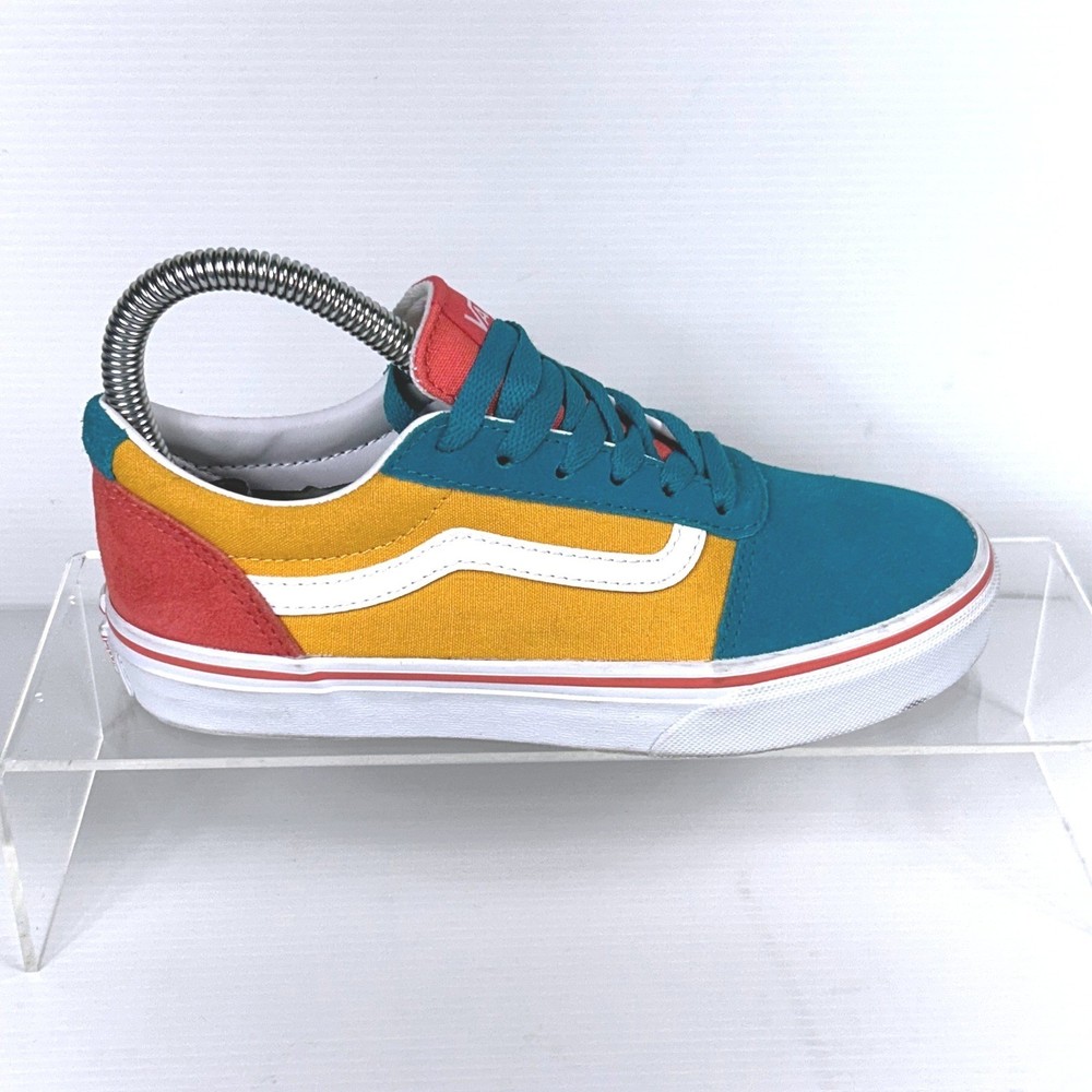 Vans Kids Size 2.5 Ward Low Top Skate Sneakers Teal Purple Gold Red NEW $50