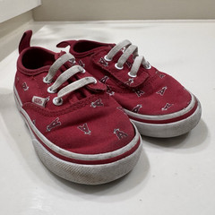 VANS Off The Wall Low Top Canvas Red/White Lace Up Kids Size 6.5