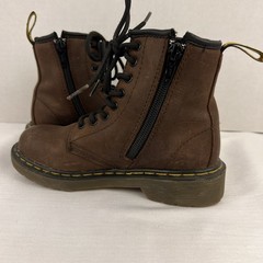 Dr. Martens Delaney AW004 Boots Side Zip Kids Grunge Combat Brown Youth 12 EU 29