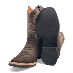 The Western Shops Kids Python Print Leather Square Toe Side Zipper Western Boots
