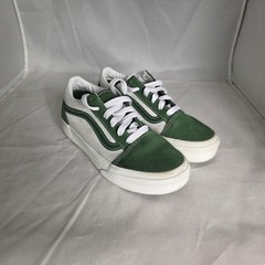 Vans Old Skool Low Top Shoes Kids Size 2 Green White 1966 Off The Wall Skate