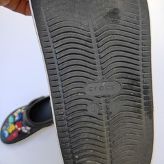Crocs Crocband Kids Clogs Size J 3 Black & White With 22 Jibblets Football Sonic
