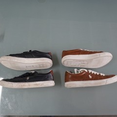 Polo Ralph Lauren Sayer Bundle 2 Pairs Shoes Big Kids 5.5 Tan Navy Leather Sneak