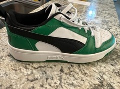 Puma Rebound V6 Low Big Kid Sneaker Green And Black Size 3