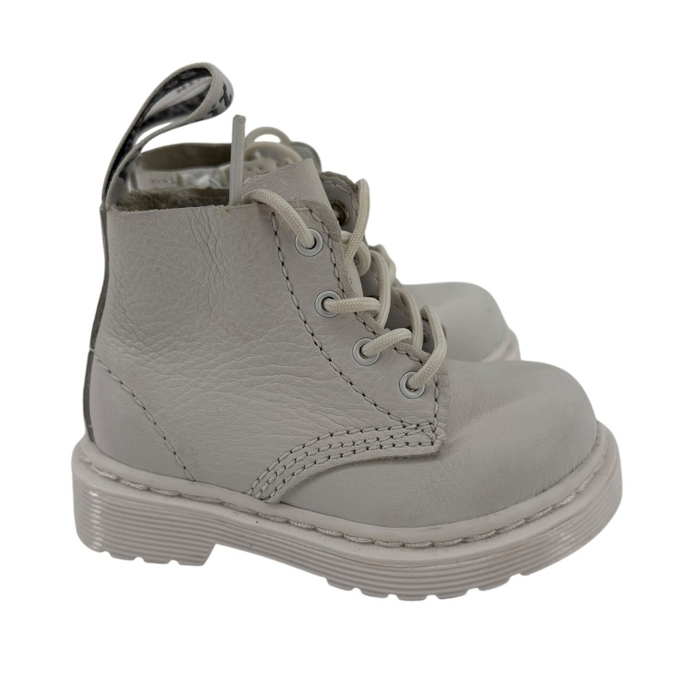 NWOT Dr Martens 1460 Pascal Mono White Toddler Kids Boots Size US 4 Leather Zip