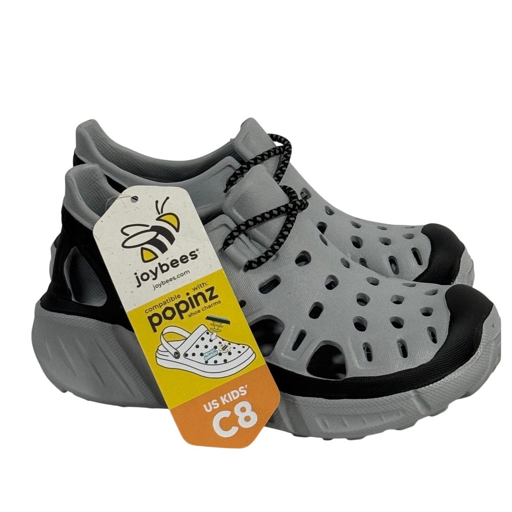 Joybees Kids Skate Sneaker Slip On EVA Water Shoe Gray Black Comfort Sz C8 NWT