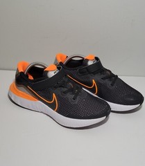 NikeRenew Run Hook Loop Strap Run Sneaker CT1436 Black Orange Boy Sz 3Y-girl 4.5