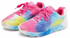 Skechers Uno Lite Splatter Shines Girls Size 4.5 Pink Multicolor Sneaker 310486L