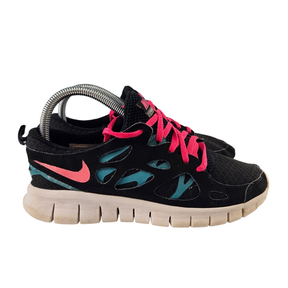 Nike Youth 5.5Y Black Pink Teal Free Run 2 443742-007 Running Shoes