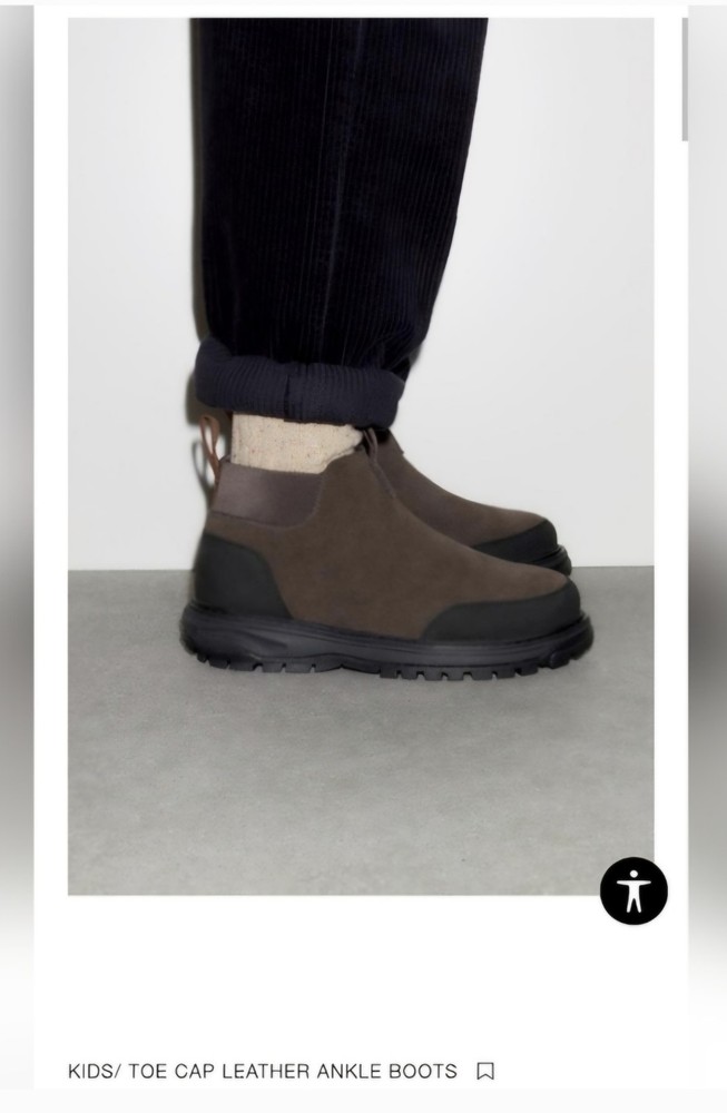 Zara Kids Toe Cap Leather Ankle Boots. Unisex. Size 12.5 US/ 30 EUR
