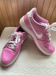 Nike Air Force 1 GS Pink White Unisex Kids Leather Sneakers Tennis Shoes 2024