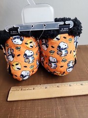 2T-4T Snoopy Halloween Slippers Plush Booties W/ Grips Peanuts Toddler