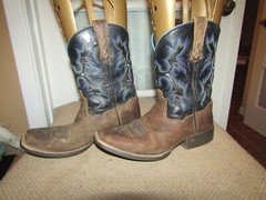 Ariat Brown & Blue Leather Square Toe Cowboy Boots Youth Size 4 Style 10012794