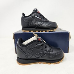 Reebok Classic Leather ‚Black Gum‘ Comfy Athletic Shoes / V69625 / Infant Size 7