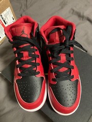Air Jordan 1 Mid GS Reverse Bred (Red and Black) – Size US 4Y or AU 3.5 or 23cm