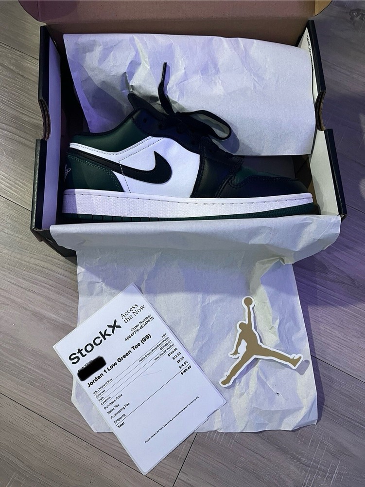 Jordan 1 Low Green Toe (GS) – Size 4.5Y / 6W **WORN TWICE!!**
