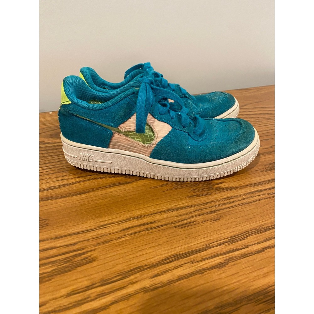 Nike Air Force 1 ’07 Shoes Oracle Aqua Ghost Suede – Kids Size 13