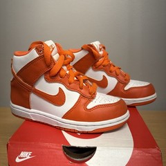 Nike Dunk High (PS) White/Orange Blaze-white. Size 11c