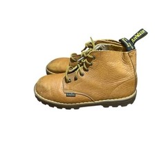 Dr Doc Martens Brown Camel Leather Air Wair Boots Bouncing Soles Youth Sz 2