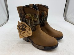 Rocky Aztec Wellington Outdoor Pull-On Boots Kids Brown Camo Waterproof – 2