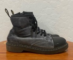 Youth Size 4 M Dr Martens POOCH J Ankle Boot Gray Velour Lace-Up+Zip AW004 SK08R