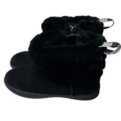 UGG Fluff Mini Quilted Boots Toddler Size 11 Black Suede Fur Sheepskin 1110704T