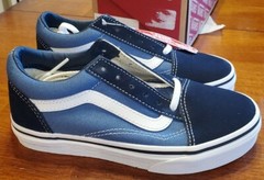 Vans Unisex Kid’s Old Skool Sneakers – Navy/True White VN000W9TNWD – Size 2