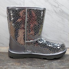 UGG Classic II Gel Hearts Silver Sequin Boots 1151613K Size 6 Kids Women’s 7 NIB