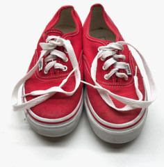 Vans Skateboard Shoes Red Kids Teens Unisex Sz 2 Laces Low Top