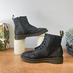 Dr Martens 1460 J Pascal Black Leather Zipper Unisex Kids Combat Boot Size 3