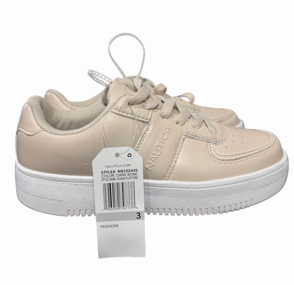 Nautica Aviana Platform Sneakers Kids Size US 3 Color Dark Bone Style KN10244S