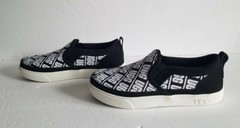 UGG Youth Suede Canvas Black with White Unisex Logo Slip On Shoes Size 5